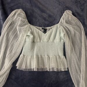 Elegant Sheer Puff Sleeve Top